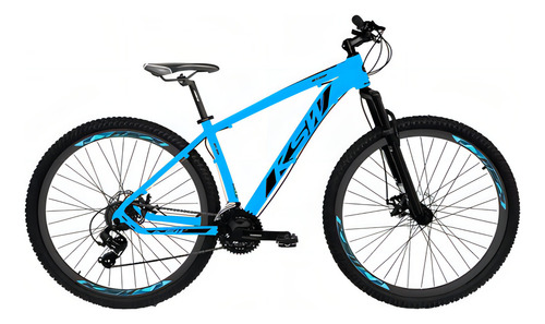 Freno hidráulico para bicicleta Ksw Xlt 300, 27 V, color azul Pantone, con marco negro, tamaño 15