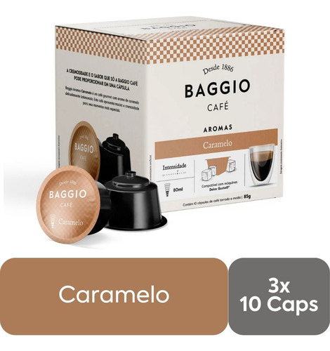 30 Cápsulas Café Baggio Aromas Caramelo Para Dolce Gusto