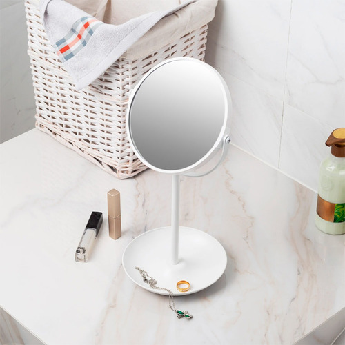 Espejo Mesa Blanco 2 Caras 36,5×16cm Blanco Rotacion 360o Blanco