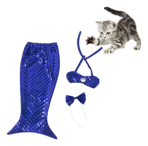 Disfraz De Gato Divertido Con Forma De Cola De Pez Azul, Reu
