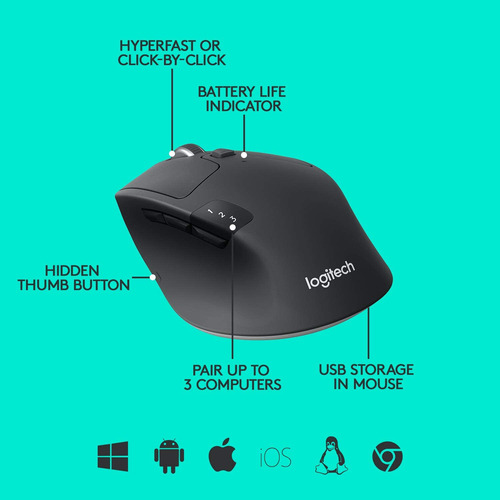 Ratón Logitech M720, 1000 Dpi/6 Botones