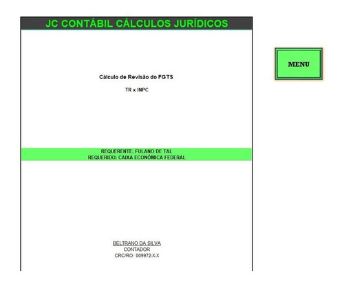 Imagem 3 de 5 de Planilha De Revisão Do Fgts - Inpc E Ipca