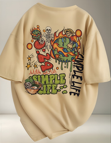 Remera Shein Hypemode Hombre Estampada Blanca