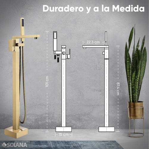 Solana Kit Bañera Blanco Ovalada De 180x90 Cm Con Desnivel De Acrílico Super Slim + Grifo Independiente Monomando Gold / Kit de Lujo Bañera Acrílico De Alto Brillo y Grifo de Acero Para Cuarto de Baño