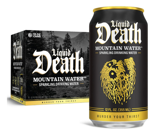 Liquid Death Agua De Montaña Con Gas, 6 Latas 355ml