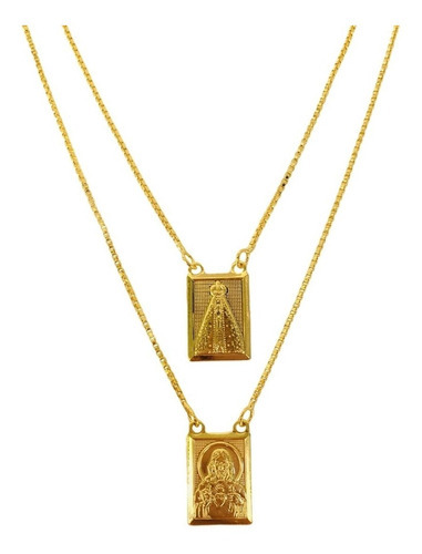 Escapulário Nossa Senhora Aparecida Ouro 18k 60 Cm Banhado Cor Dourado