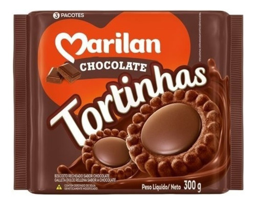 Biscoito Tortinhas Marilan Sabor Chocolate Bolacha Crocante