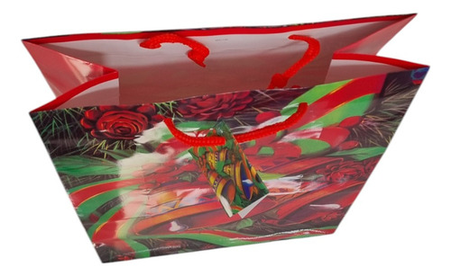 10 Bolsas De Navidad Rojo Grande 32x24cm Campanas