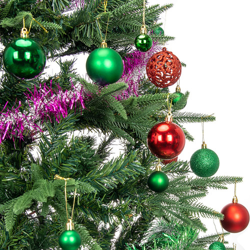 Juego 100 Adornos Inastillables Miniesferas Navidad Rojo Ver