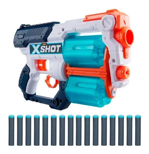 Imagen 2 de 2 de Pistola X-shot Xcess Con Doble Tambor 16 Dardos 01164 Zuru