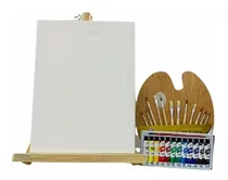 Comprar Kit Arte Paleta Oleo 12 Acrilicos Atril Bastidor Pinceles