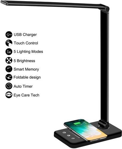 Lámpara De Escritorio Led Multifuncional Con Cargador Inalám