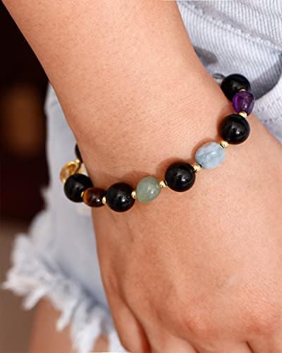 Pulsera Jeweler The Planets Para Mujer, Obsidiana Negra Con