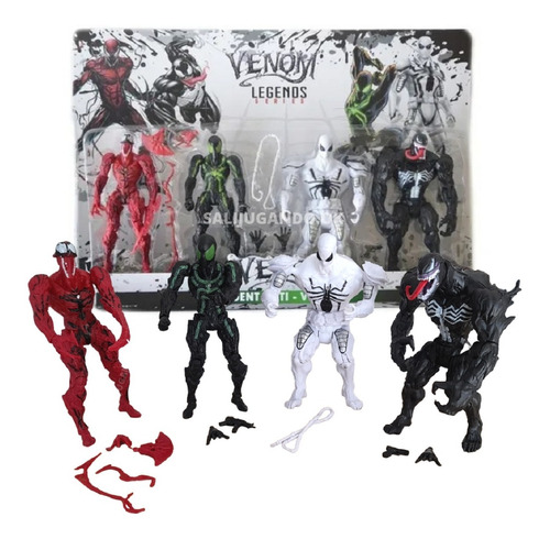 Set Muñecos Venom Articulados X4 Pelicula + Accesorios 