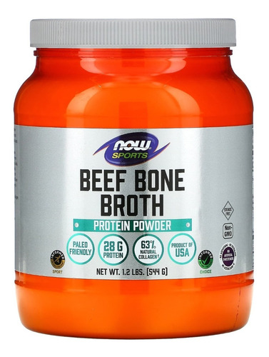 Now Beef Bone Broth Caldo Hueso De Res Proteína Polvo 544gr