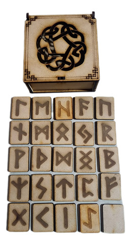 Set 25 Runas Vikingas Talisman Rustica+ Cajita De Regalo