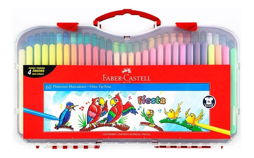 Marcadores Faber Castell Fiesta X60 Colores Valija Plastica