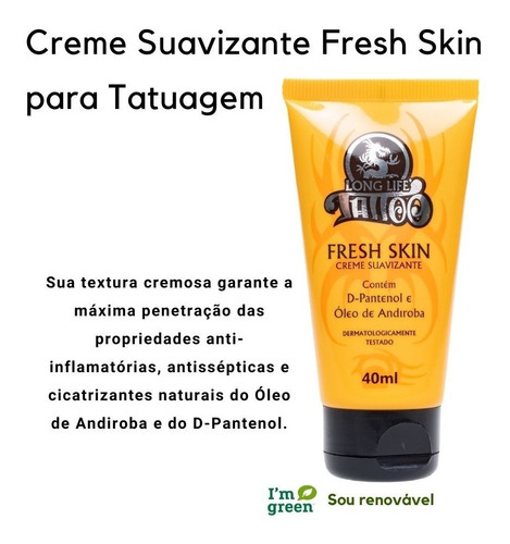 Imagem 3 de 8 de Fresh Skin Para Tatuagem 40 Ml Tattoo Long Life - Kit Com 6