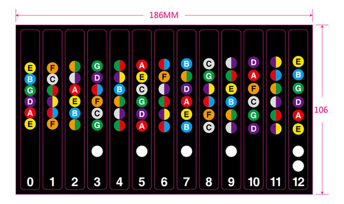 Adesivos De Guitarra Para Iniciantes De 6 Cordas - Black &