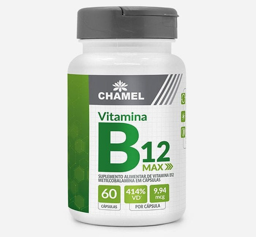 Vitamina B12 Chamel Cobalamina Alto Teor 9,94 Mcg. 60 Cáps Sabor Natural