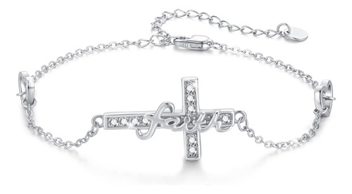 Pulsera Xixles Faith, Pulsera Cruzada De Plata De Ley 925 Fa