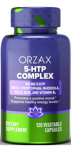 Orzax 5-htp Con L-triptófano Y Rodiola, 100 Mg, Fórmula E.