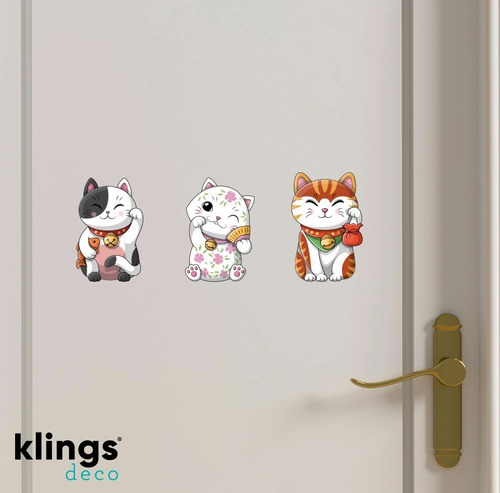 Imagen 4 de 5 de Vinilos Decorativos Gato De La Fortuna Suerte Maneki Neko
