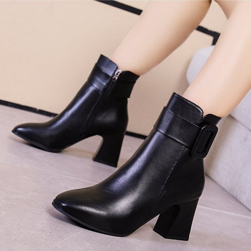 Botas Con Fondo Grueso En Forma De T, Botas Finas Con Punta