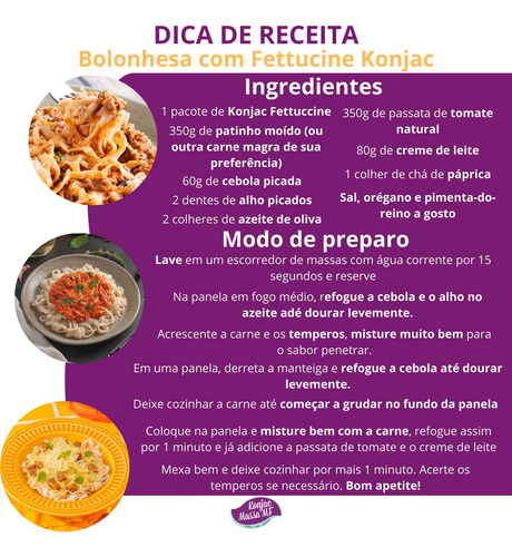 Konjac Macarrão Fitness Massa Fettuccine Sem Gluten - 1kg