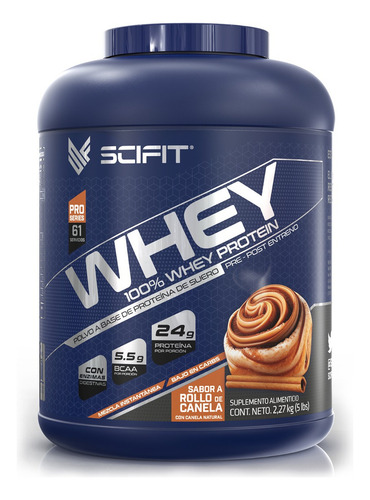 Scifit Proteína 100% Whey 5lbs 24 G Proteína | 61 Servicios Sabor Rollito de Canela