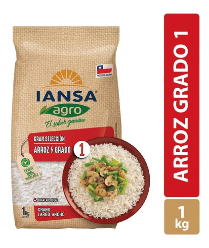 Arroz G1 Grano Largo Grueso Iansa 1kg(3 Unidad )-super