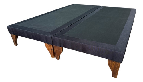Cama 2 Plazas Europea Base Dividida ; Incluye Base + Colchon Negro Felpa Base Europea