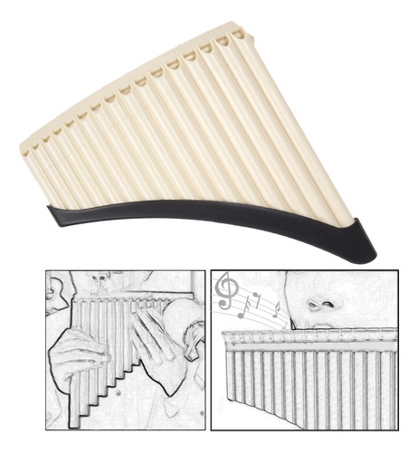 Pan Pipe Instrumento Clave De Instrumento 16 Tubos Beige