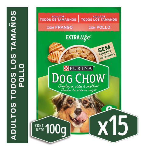 Dog Chow Sachet Adulto Pollo 100gr X15 Und | Mdr