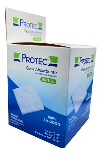 Gasas no estériles seca cortada protec paquete c/200 piezas, color blanca,  tamaño 10 cm