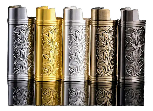 Funda Porta Encendedor Tipo Bic Mini Metal Acero Inox Cromo