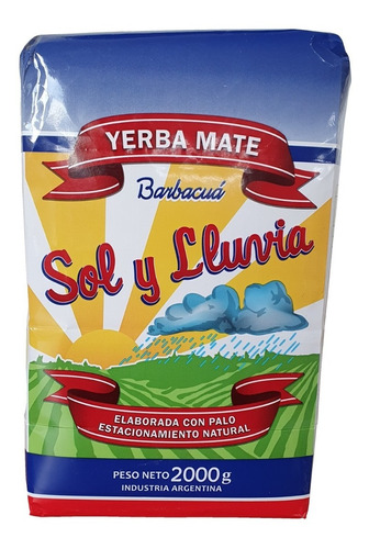 Yerba Mate Sol Y Lluvia Barbacuá 2kg X10 Unidades