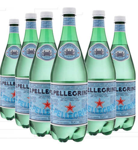 6x Água Com Gás Pet San Pellegrino 1l