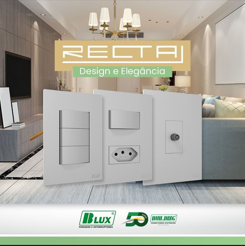 Conj 2 Tomadas 10a 2p+t Recta Satin Prata Blux 4x2