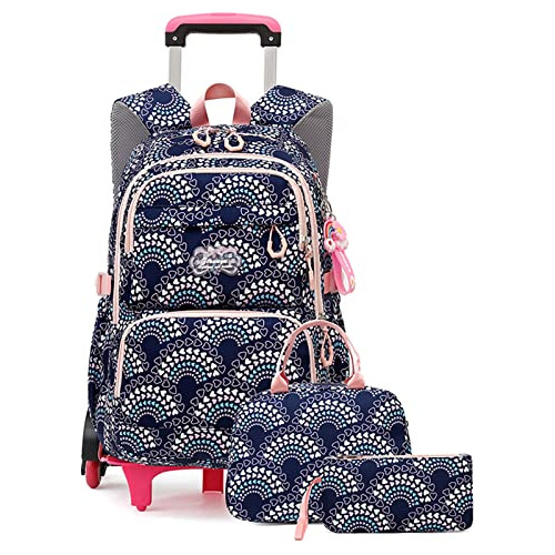 Mfikaryi 3pcs Girls Rolling Backpack Elementary 9yhmv