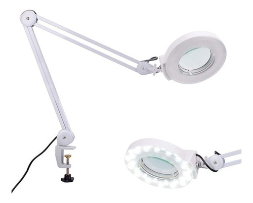 Lupa Lampara Led Con Brazo Flexible Blanca     