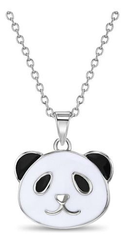 Collar Con Colgante De Oso Panda Esmaltado De Plata De Ley 9