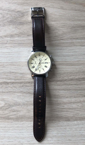 Relógio Fóssil Masculino, Pulseira De Couro, Números Romanos