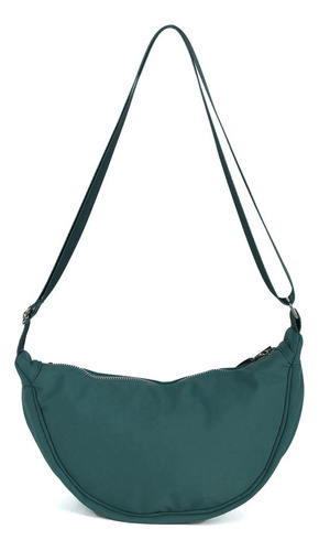Bolsa Meia Lua Up4you Feminina Transversal Com Alça Cor Azul-petróleo Desenho Do Tecido Lisa