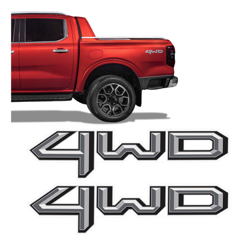 Par De Adesivos 4wd Ranger 2024 Emblema Lateral - Genérico