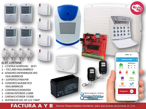 Kit Alarma Inalámbrica Domiciliaria Ip Marshall Wifi Nueva!!