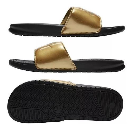 Sandalias Nike Negra Con Dorado Mujer Benassi