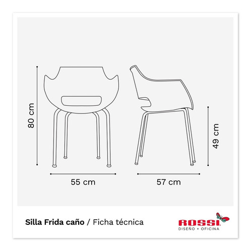 Imagen 6 de 6 de Silla Diseño Frida Alto Impacto Patas Blancas Rossi