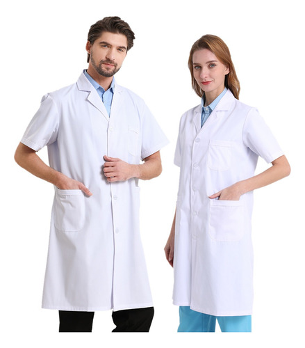 Delantal Clínico O Médico Corto Unisex Blanco Laboratorio