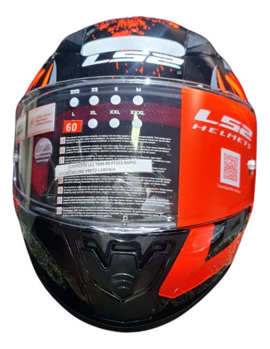 Capacete Ls2 Ff353 Rapid Tagline E Balaclava Preto/laranja Tagline 62